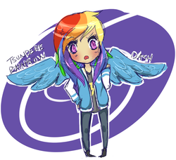 Size: 1150x1050 | Tagged: safe, artist:purpletanookisuit, rainbow dash, human, g4, female, humanized, solo, tsundere, winged humanization