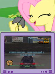 Size: 563x752 | Tagged: safe, fluttershy, g4, car, cheetah (gta), exploitable meme, grand theft auto, gta iii, hud, racing, tv meme