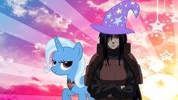 Size: 1920x1080 | Tagged: safe, artist:madaraxiii, trixie, g4, crossover, hat, naruto, uchiha madara