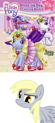 Size: 377x843 | Tagged: safe, derpy hooves, love-a-belle, moondancer (g3), pegasus, pony, g3, g4, coloring book, female, mare