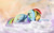 Size: 1400x876 | Tagged: safe, artist:ajvl, rainbow dash, pegasus, pony, g4, cloud, cloudy, female, mare, sleeping, solo