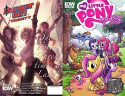 Size: 1324x1018 | Tagged: safe, idw, official comic, angel bunny, applejack, fluttershy, pinkie pie, rainbow dash, rarity, twilight sparkle, g4, official, comic, comic cover, cover, danger girl, mane six