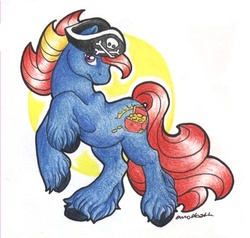 Size: 465x442 | Tagged: safe, artist:aubergine, barnacle, earth pony, pony, g1, rearing, solo, traditional art