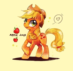 Size: 1334x1296 | Tagged: safe, artist:skylergraysinger498, applejack, earth pony, pony, g4, crossed hooves, female, heart, solo