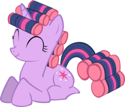 Size: 1245x1061 | Tagged: safe, artist:sorata-daidouji, twilight sparkle, pony, unicorn, g4, look before you sleep, eyes closed, female, hair curlers, simple background, solo, transparent background, unicorn twilight, vector