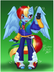 Size: 600x800 | Tagged: safe, artist:yuki-orin, rainbow dash, anthro, plantigrade anthro, g4, sonic the hedgehog, sonic the hedgehog (series), sonicified, style emulation