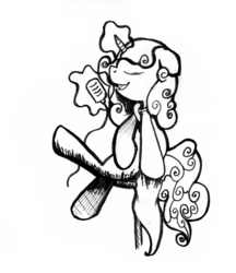 Size: 2808x3248 | Tagged: safe, artist:timeforsp, sweetie belle, pony, g4, female, grayscale, magic, microphone, monochrome, older, simple background, singing, solo, traditional art