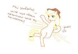 Size: 938x648 | Tagged: safe, applejack, g4, finnish, pomf