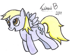 Size: 715x546 | Tagged: safe, artist:twinhead-b, derpy hooves, pegasus, pony, g4, colored, female, flying, mare