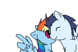 Size: 1024x683 | Tagged: safe, artist:dreadpath, rainbow dash, soarin', pegasus, pony, g4, female, male, mare, ship:soarindash, shipping, simple background, spread wings, stallion, straight, transparent background, wingboner, wings