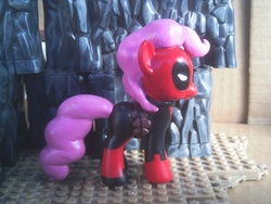 Size: 4608x3456 | Tagged: safe, artist:bravefish90, pinkie pie, g4, clothes, cosplay, costume, customized toy, deadpool, marvel, pinkiepool