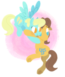 Size: 594x700 | Tagged: safe, artist:katseartist, caramel, sassaflash, earth pony, pegasus, pony, g4, background pony, caraflash, duo, female, flying, holding a pony, male, mare, shipping, simple background, stallion, straight, transparent background, underhoof