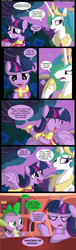 Size: 865x2850 | Tagged: dead source, safe, artist:veggie55, princess celestia, spike, twilight sparkle, alicorn, dragon, pony, g4, book, bookshelf, comic, twilight sparkle (alicorn), uranus