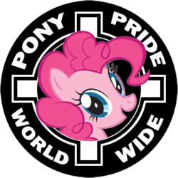 Size: 350x350 | Tagged: safe, pinkie pie, earth pony, pony, g4, celtic cross, female, logo, parody, simple background, solo, transparent background