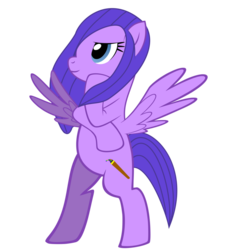 Size: 894x894 | Tagged: safe, artist:radiant--eclipse, oc, oc only, oc:arcana pallette, pegasus, pony, artist, bipedal, paintbrush, radiant--eclipse, solo, thinking