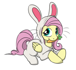 Size: 907x826 | Tagged: safe, artist:c0nker, fluttershy, pegasus, pony, g4, bunny costume, bunny pajamas, bunnyshy, carrot, clothes, cute, female, mouth hold, shyabetes, simple background, solo, transparent background