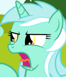 Size: 358x416 | Tagged: safe, lyra heartstrings, pony, g4, disgusted, female, frown, glare, open mouth, reaction image, solo, tongue out