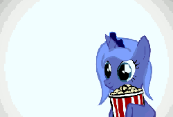 Size: 293x199 | Tagged: safe, artist:valiantrarity, princess celestia, princess luna, alicorn, pony, animated, anime, crown, crying, cute, female, filly, jewelry, magic, mare, missed it by that much, nichijou, ponified, popcorn, regalia, simple background, throwing, white background, woona