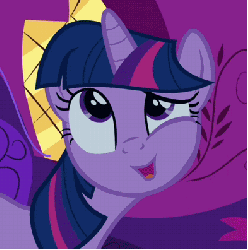 Size: 393x396 | Tagged: safe, screencap, twilight sparkle, pony, unicorn, g4, read it and weep, animated, cropped, cute, female, gif, golden oaks library, looking at you, looking up, loop, mare, night, ponyville, smiling, solo, talking, twiabetes, unicorn twilight