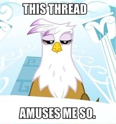 Size: 500x535 | Tagged: safe, gilda, griffon, g4, image macro, reaction image, sarcastic