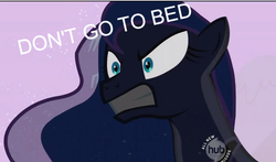 Size: 748x441 | Tagged: safe, princess luna, pony, g4, angry, female, frown, glare, go to bread, gritted teeth, image macro, solo