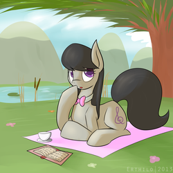 Size: 2800x2800 | Tagged: safe, artist:erthilo, octavia melody, earth pony, pony, g4, book, female, solo, teacup