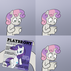 Size: 1500x1500 | Tagged: safe, artist:lemondevil, rarity, sweetie belle, g4, blushing, exploitable meme, magazine, meme, playbrony, sweetie's note meme