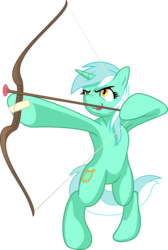 Size: 7260x10794 | Tagged: safe, artist:emberfiremane, artist:halley-valentine, lyra heartstrings, pony, g4, absurd resolution, arrow, bipedal, bow (weapon), bow and arrow, simple background, solo, transparent background, vector, weapon