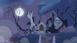 Size: 7650x4284 | Tagged: safe, artist:emberfiremane, absurd resolution, background, castle, castle of the royal pony sisters, everfree forest, no pony, old castle ruins, ruins, vector