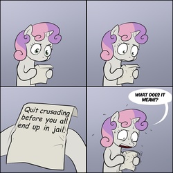 Size: 1280x1280 | Tagged: safe, sweetie belle, g4, comic sans, exploitable meme, meme, note, sweetie's note meme