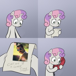 Size: 2000x2000 | Tagged: safe, sweetie belle, g4, call me for a good time, exploitable meme, freddie mercury, meme, phone, queen (band), sweetie's note meme