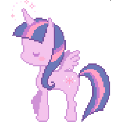 Size: 440x440 | Tagged: safe, artist:hima-hima, twilight sparkle, alicorn, pony, g4, beady eyes, blush sticker, blushing, cute, eyes closed, female, full body, gif, magic, mare, non-animated gif, pixel art, profile, side view, simple background, small ears, solo, spread wings, standing, transparent background, twiabetes, twilight sparkle (alicorn), wings