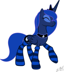 Size: 3544x3942 | Tagged: safe, artist:lerauxart, princess luna, alicorn, pony, g4, clothes, eyes closed, female, mare, simple background, socks, solo, striped socks, transparent background, vector