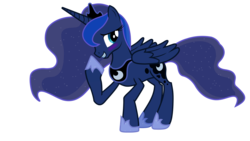 Size: 3477x1956 | Tagged: safe, artist:lerauxart, princess luna, alicorn, pony, g4, blushing, female, mare, simple background, solo, transparent background, vector