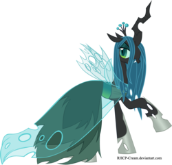 Size: 880x847 | Tagged: dead source, safe, artist:rhcp-cream, queen chrysalis, changeling, g4, clothes, dress, female, simple background, solo, transparent background