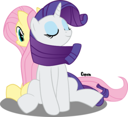 Size: 594x545 | Tagged: dead source, safe, artist:rhcp-cream, fluttershy, rarity, pegasus, pony, unicorn, g4, duo, duo female, female, horn, mare, shadow, simple background, transparent background