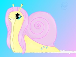 Size: 640x480 | Tagged: safe, artist:noodlefreak88, fluttershy, original species, snail, g4, fluttersnail, slime, snailified, species swap