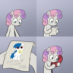 Size: 2000x2000 | Tagged: safe, sweetie belle, oc, oc:roboshi, g4, call me for a good time, exploitable meme, meme, sweetie's note meme