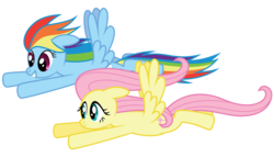 Size: 7000x4000 | Tagged: safe, artist:midnight--blitz, fluttershy, rainbow dash, pegasus, pony, g4, absurd resolution, duo, duo female, female, flying, mare, simple background, transparent background