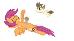 Size: 1600x900 | Tagged: safe, artist:hackerdashfim, pound cake, scootaloo, g4, milkshake, older, simple background, transparent background, vector