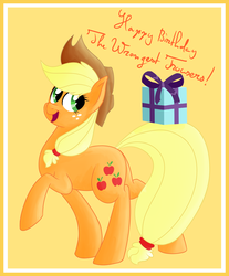 Size: 750x907 | Tagged: safe, artist:ruby-hooves, applejack, earth pony, pony, g4, female, present, raised hoof, solo