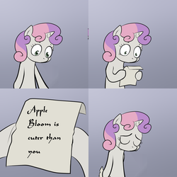 Size: 700x700 | Tagged: safe, apple bloom, sweetie belle, g4, crying, exploitable meme, meme, sad, sweetie's note meme