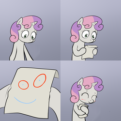 Size: 2000x2000 | Tagged: safe, sweetie belle, g4, ed edd n eddy, exploitable meme, hug, meme, plank (ed edd n eddy), sweetie hugs a note, sweetie's note meme