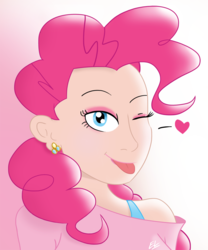 Size: 1080x1296 | Tagged: safe, artist:edvedd, pinkie pie, human, g4, humanized, tongue out