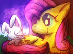 Size: 1500x1112 | Tagged: safe, artist:conversekicker, angel bunny, fluttershy, g4