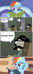 Size: 686x1552 | Tagged: safe, rainbow dash, g4, book, comic, comic sans, meme, reading, staredad