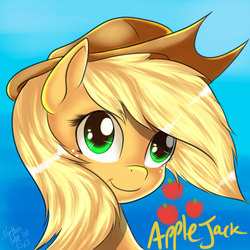 Size: 2000x2000 | Tagged: safe, artist:ac-whiteraven, applejack, pony, g4, female, looking at you, portrait, solo
