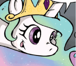Size: 401x348 | Tagged: safe, idw, princess celestia, alicorn, pony, g4, :o, animated, close-up, faic, female, mare, mouth, oooooh, open mouth, sidemouth, smiling, solo, speech bubble, wat