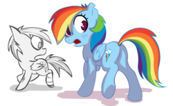 Size: 1000x611 | Tagged: safe, artist:lazy, rainbow dash, pony, ask dashed rainbow, g4, ask, bandage, butt, comparison, female, plot, redraw, solo, tumblr