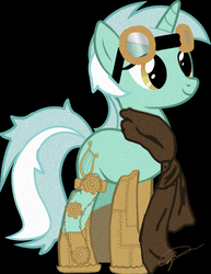 Size: 784x1018 | Tagged: safe, artist:kittyhawkman, lyra heartstrings, pony, unicorn, g4, black background, clothes, female, goggles, scarf, simple background, solo, steampunk